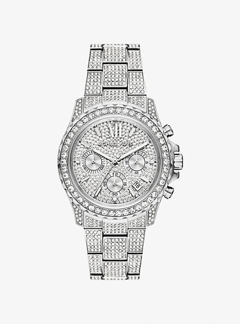 Oversized Everest Pavé Silver-Tone Watch