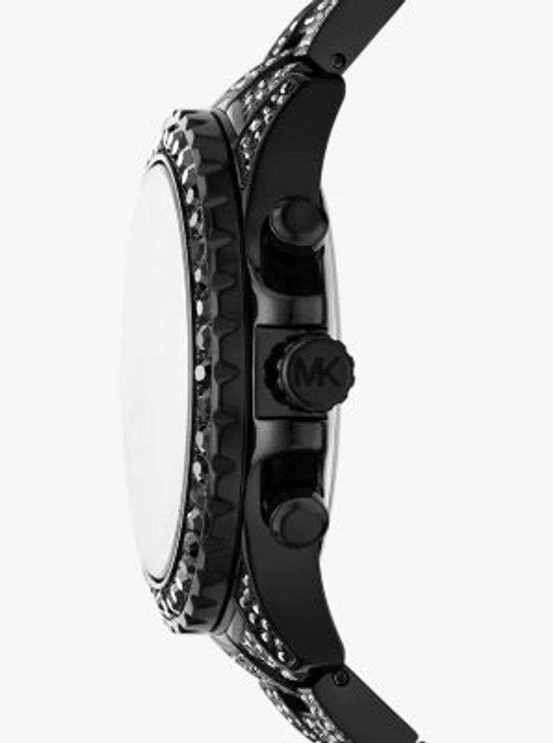 Oversized Everest Pavé Black-Tone Watch