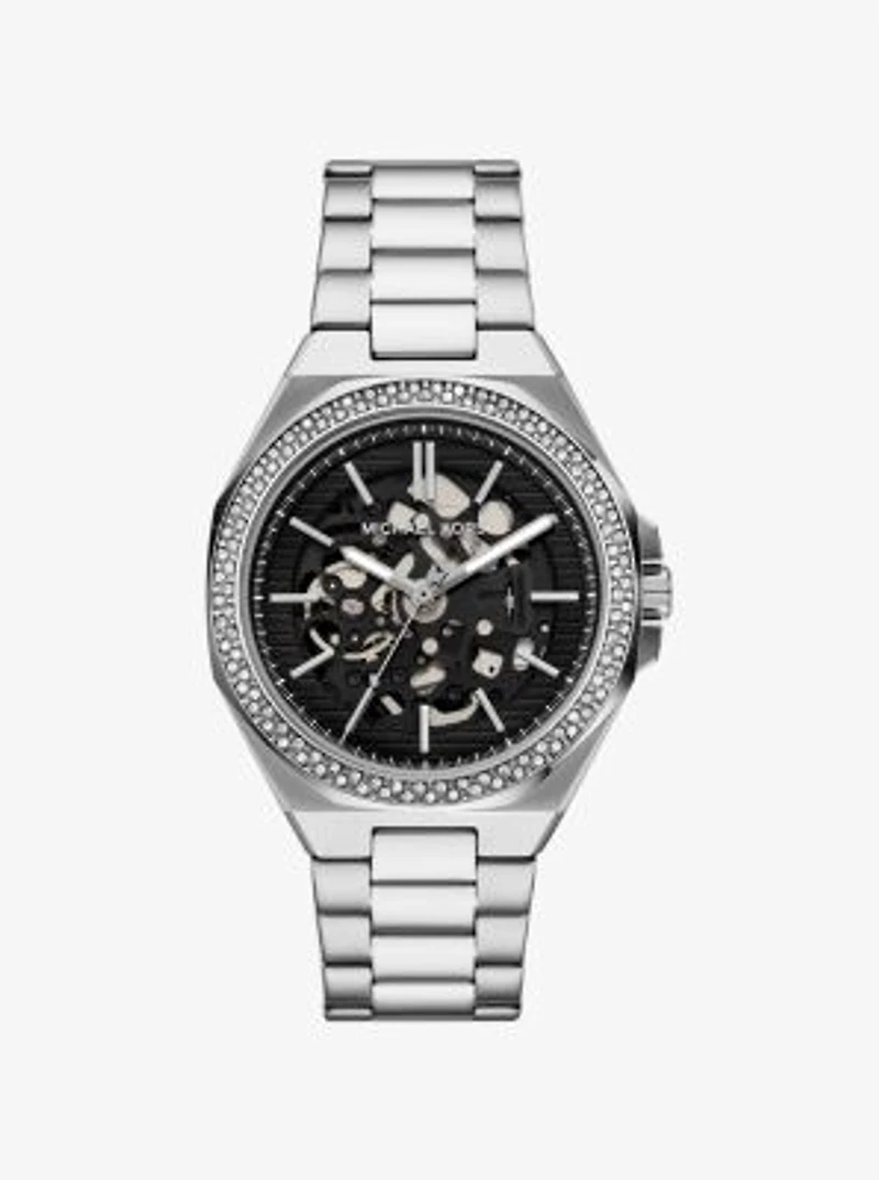Oversized Callum Pavé Silver-Tone Watch