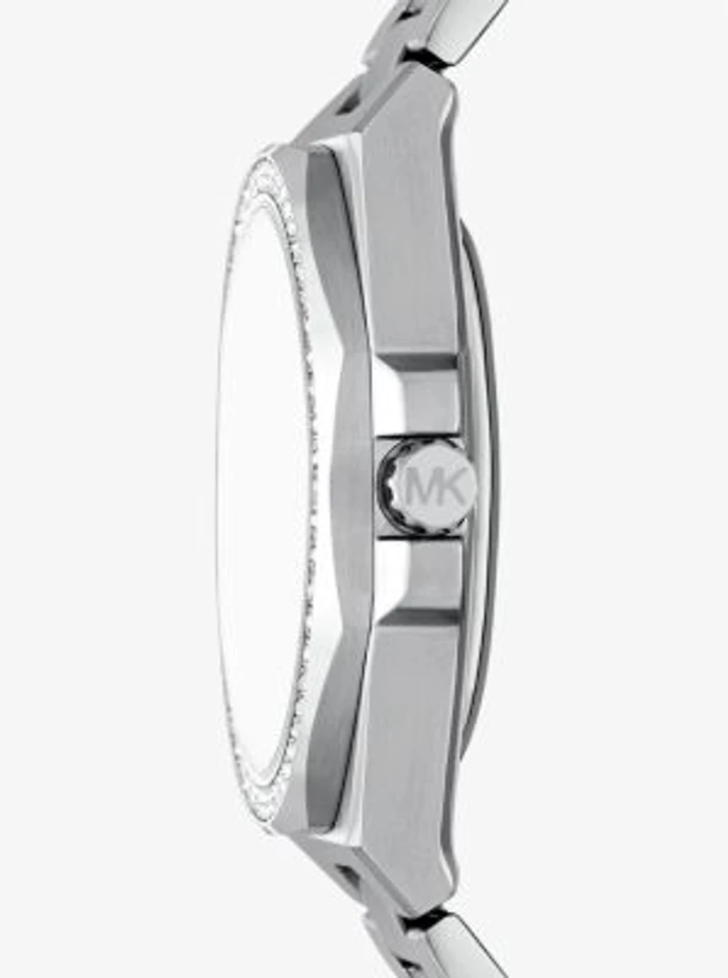 Oversized Callum Pavé Silver-Tone Watch