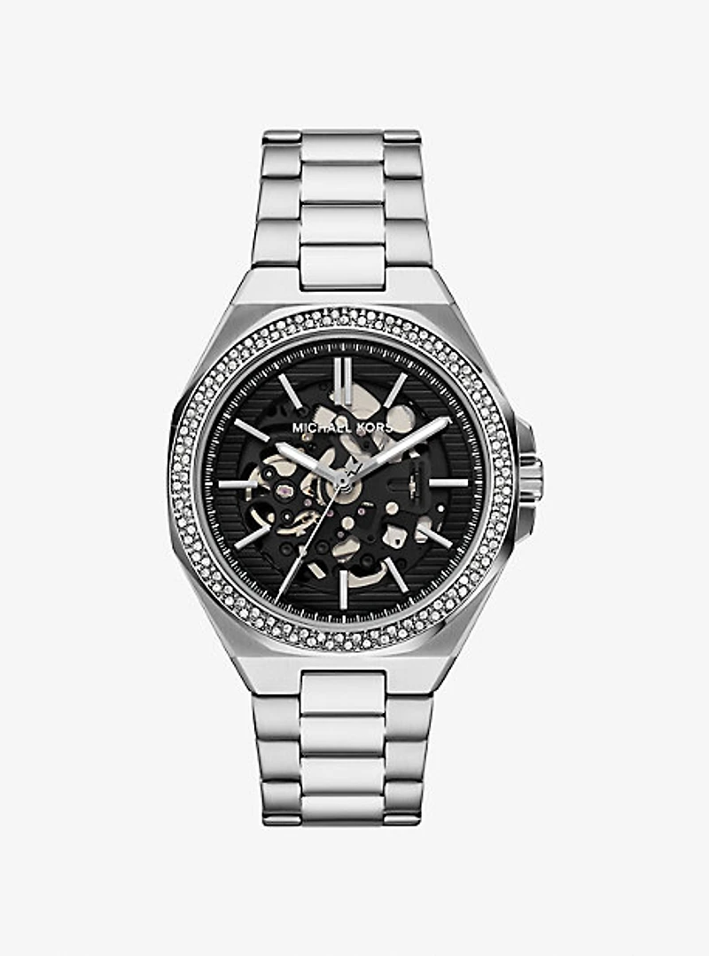 Oversized Callum Pavé Silver-Tone Watch
