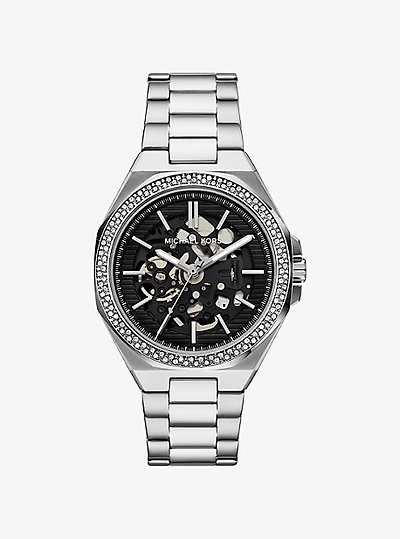 Oversized Callum Pavé Silver-Tone Watch