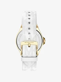 Lennox Pavé Gold-Tone and Logo Silicone Strap Watch