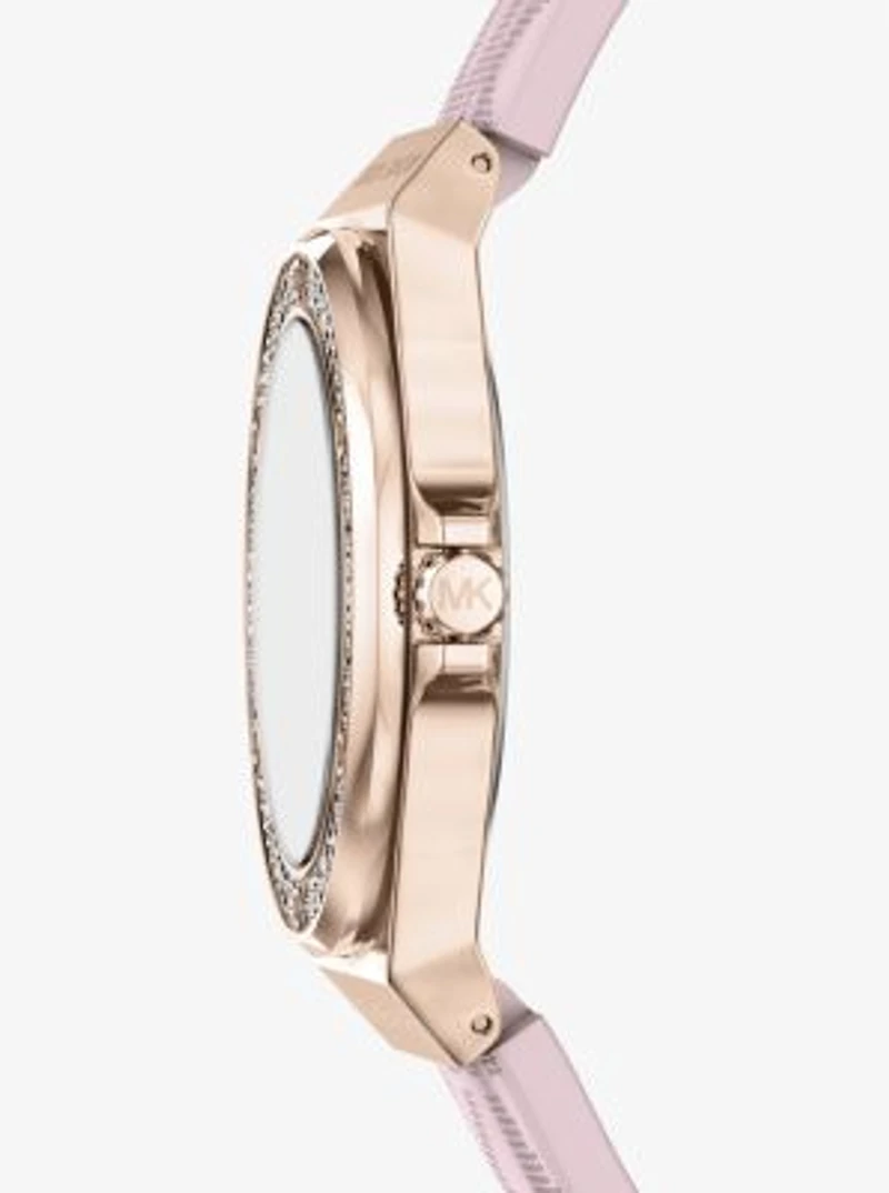 Lennox Pavé Rose Gold-Tone and Logo Silicone Strap Watch