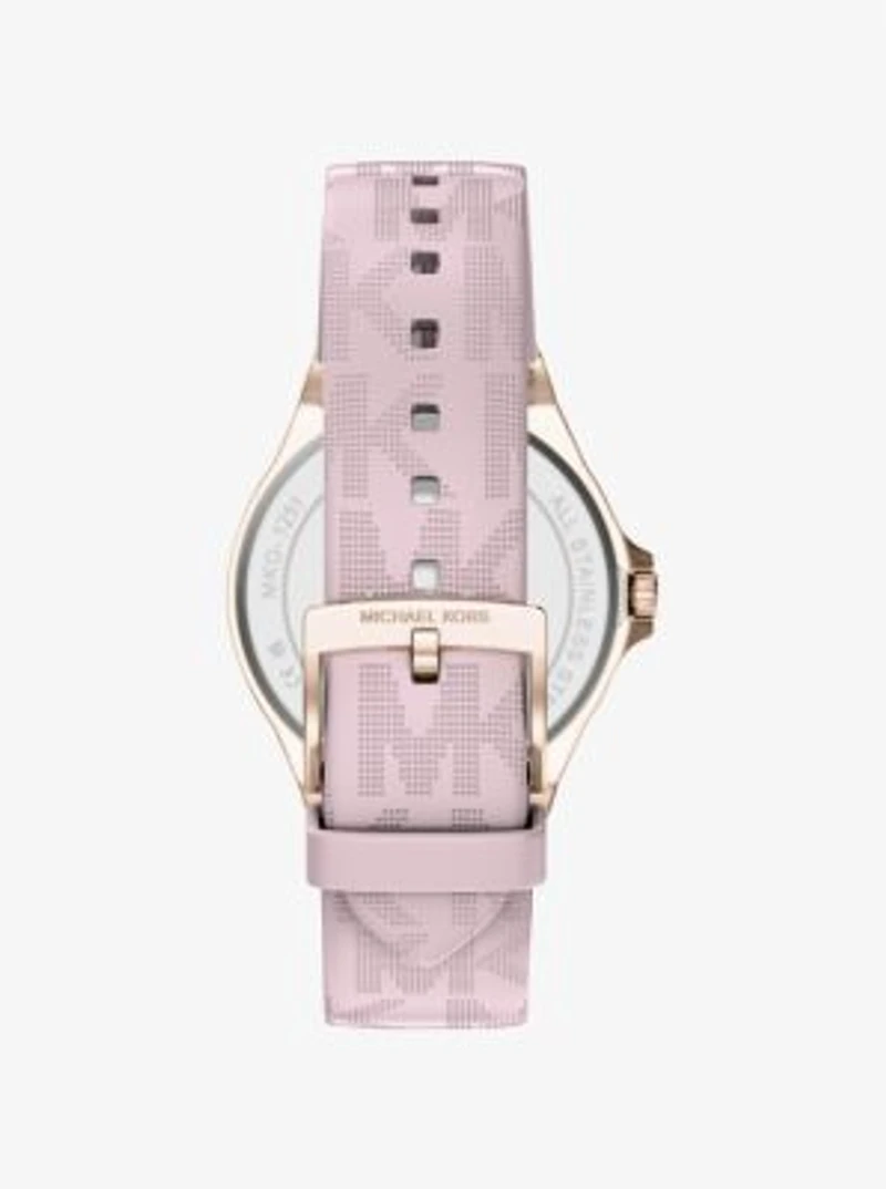 Lennox Pavé Rose Gold-Tone and Logo Silicone Strap Watch