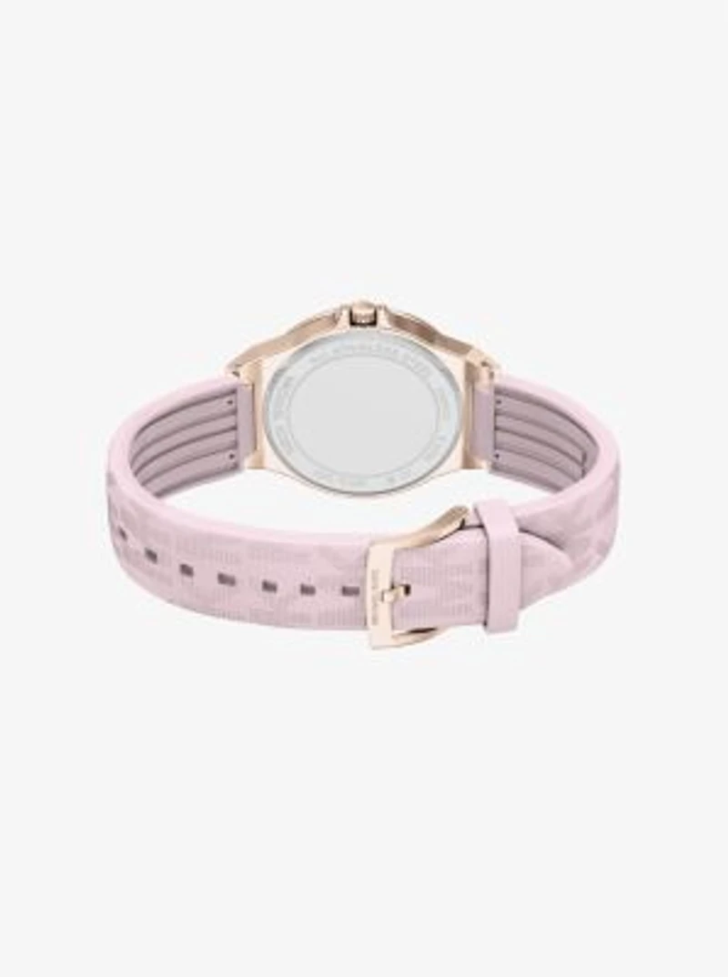 Lennox Pavé Rose Gold-Tone and Logo Silicone Strap Watch
