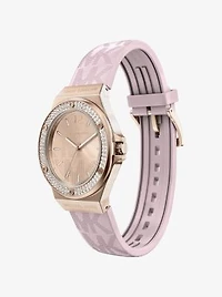 Lennox Pavé Rose Gold-Tone and Logo Silicone Strap Watch
