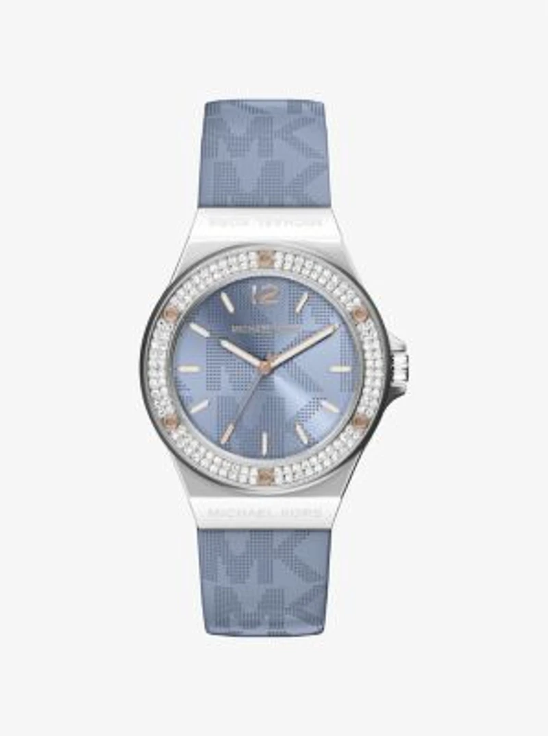 Lennox Pavé Silver-Tone and Logo Strap Watch
