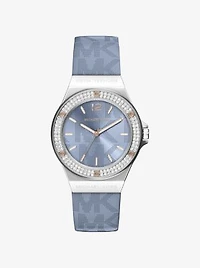 Lennox Pavé Silver-Tone and Logo Strap Watch