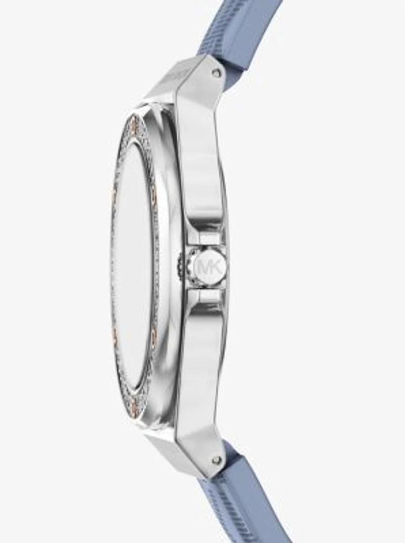 Lennox Pavé Silver-Tone and Logo Strap Watch