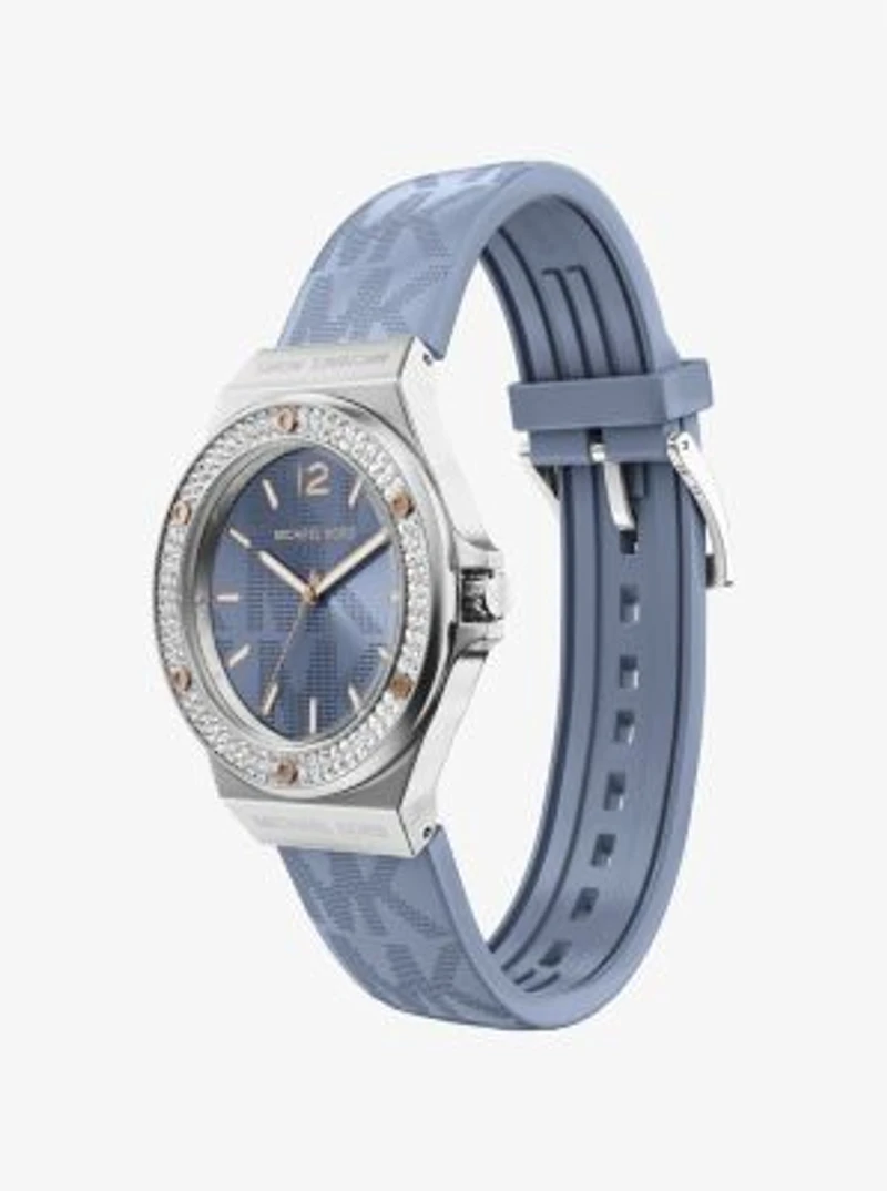 Lennox Pavé Silver-Tone and Logo Strap Watch