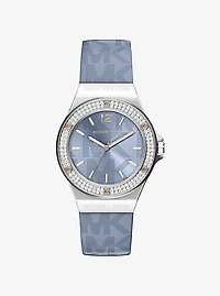 Lennox Pavé Silver-Tone and Logo Strap Watch