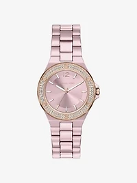 Mini Lennox Pavé Pink-Tone Watch