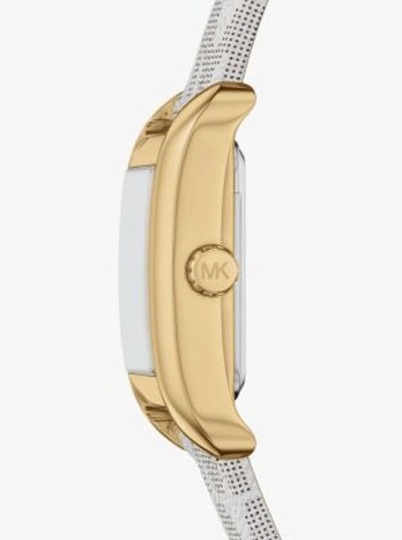 Mini Monroe Gold-Tone and Logo Strap Watch