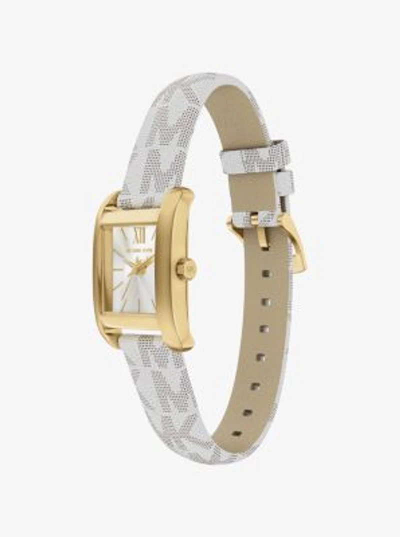 Mini Monroe Gold-Tone and Logo Strap Watch