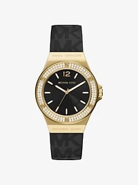Lennox Pavé Gold-Tone and Logo Strap Watch
