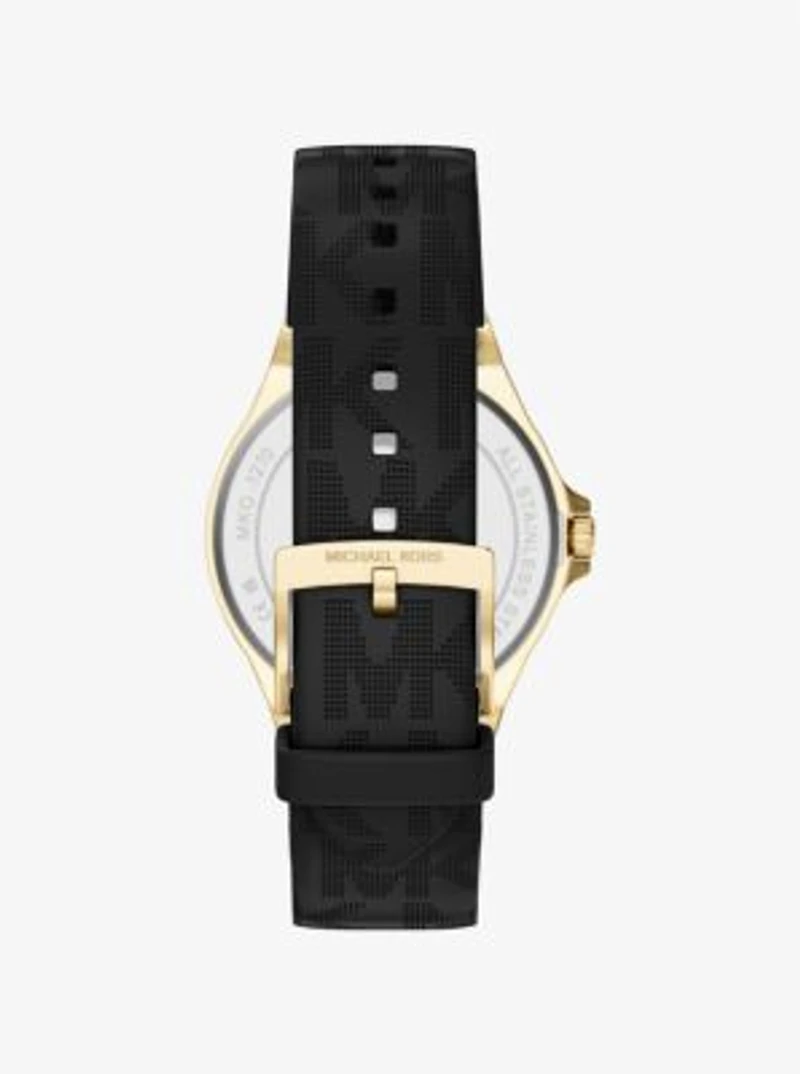 Lennox Pavé Gold-Tone and Logo Strap Watch