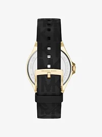 Lennox Pavé Gold-Tone and Logo Strap Watch