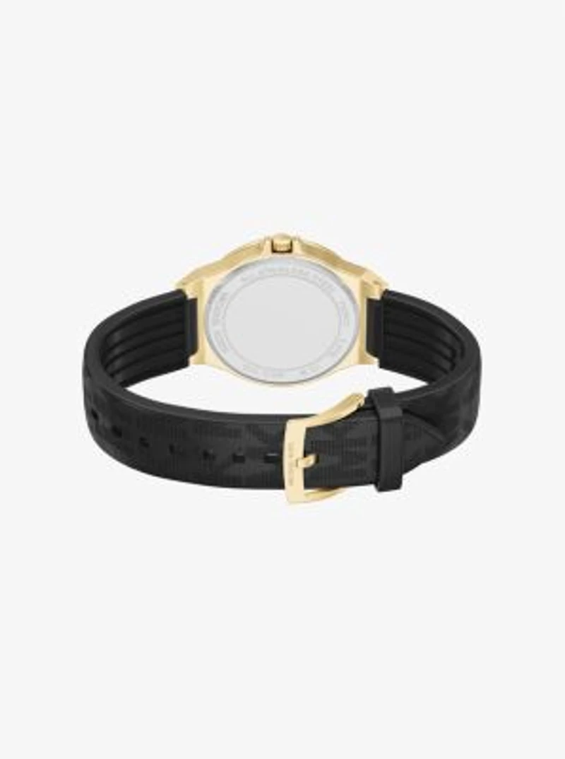 Lennox Pavé Gold-Tone and Logo Strap Watch
