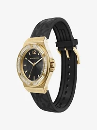Lennox Pavé Gold-Tone and Logo Strap Watch
