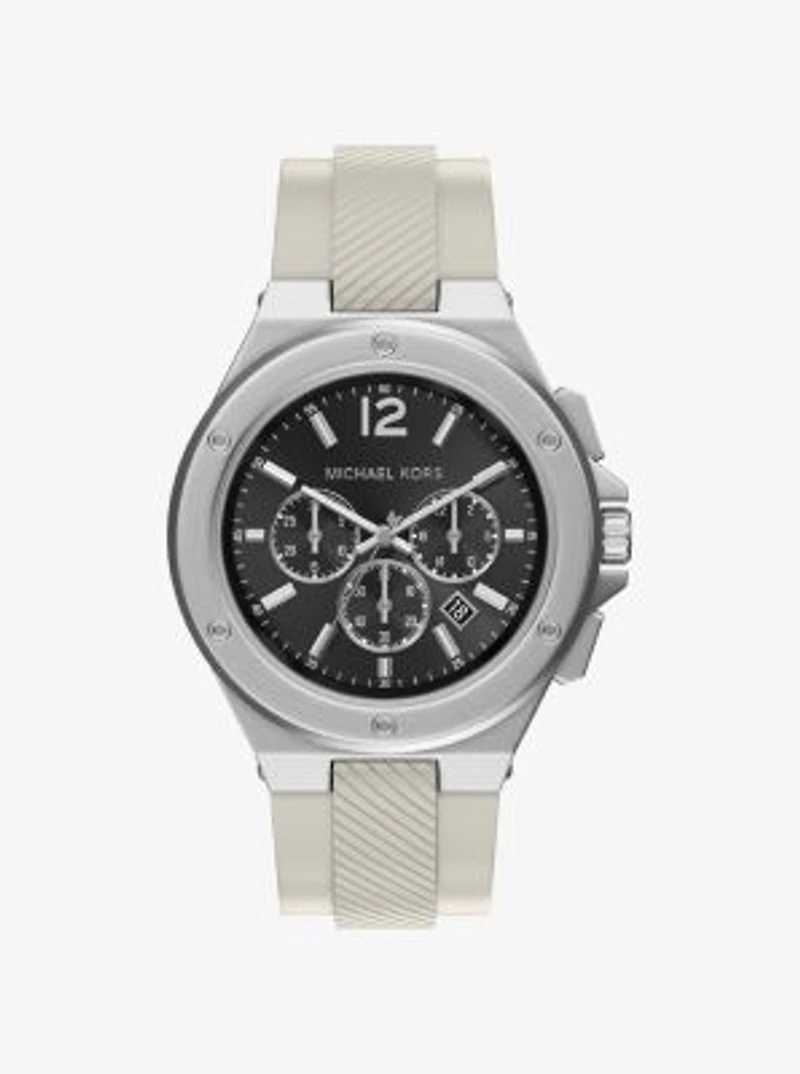 Oversized Lennox Silver-Tone and Silicone Watch