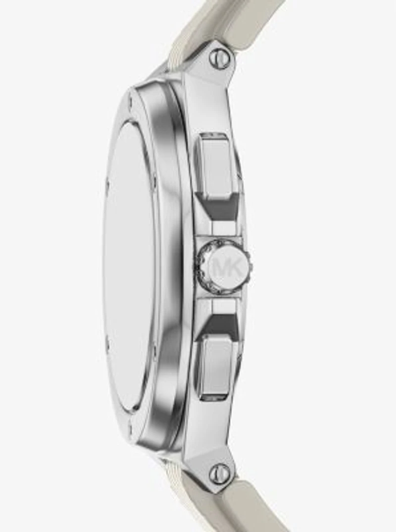 Oversized Lennox Silver-Tone and Silicone Watch