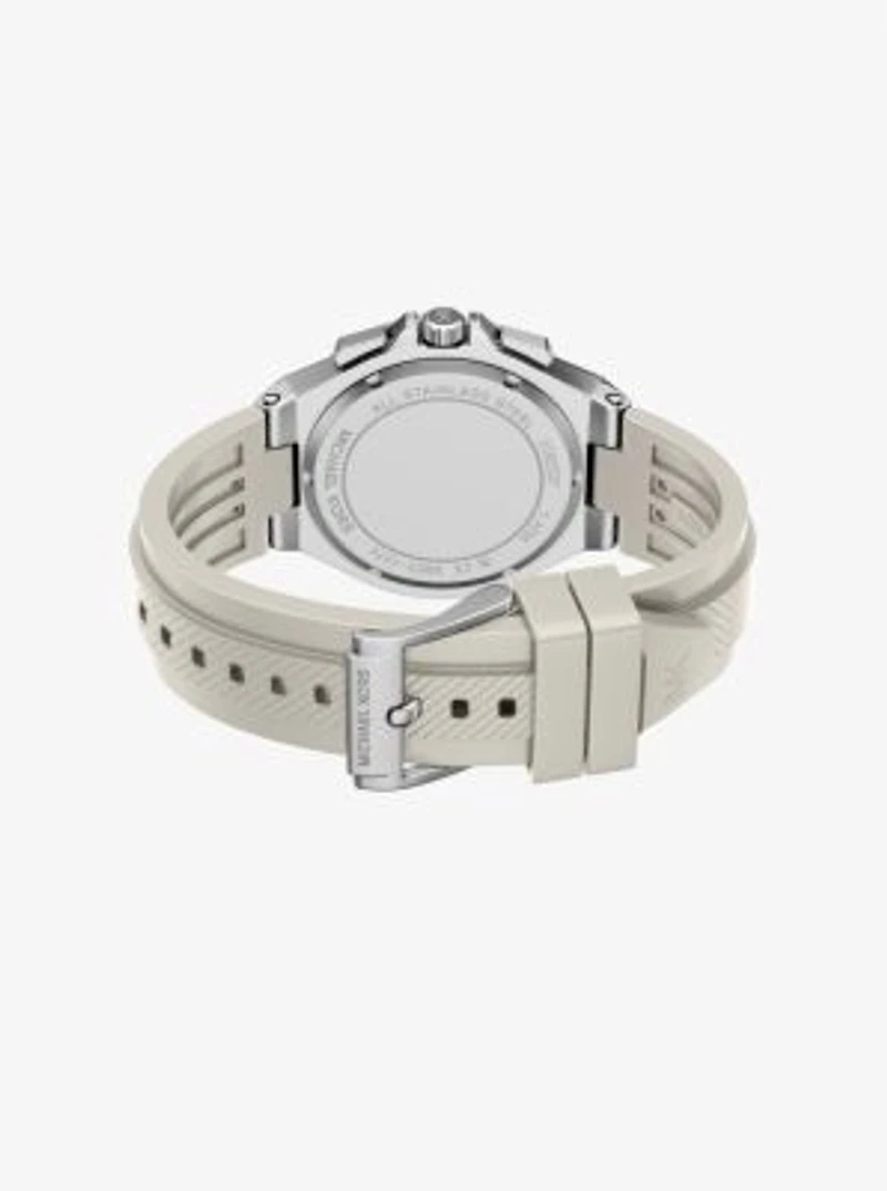 Oversized Lennox Silver-Tone and Silicone Watch