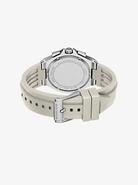 Oversized Lennox Silver-Tone and Silicone Watch