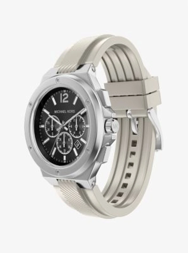 Oversized Lennox Silver-Tone and Silicone Watch