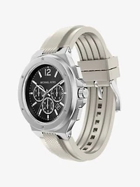 Oversized Lennox Silver-Tone and Silicone Watch
