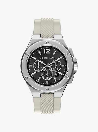 Oversized Lennox Silver-Tone and Silicone Watch