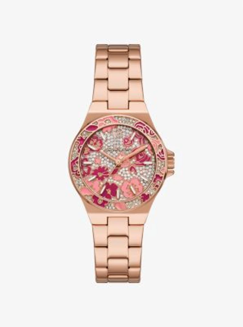 Mini Lennox Pavé Rose Gold-Tone Watch