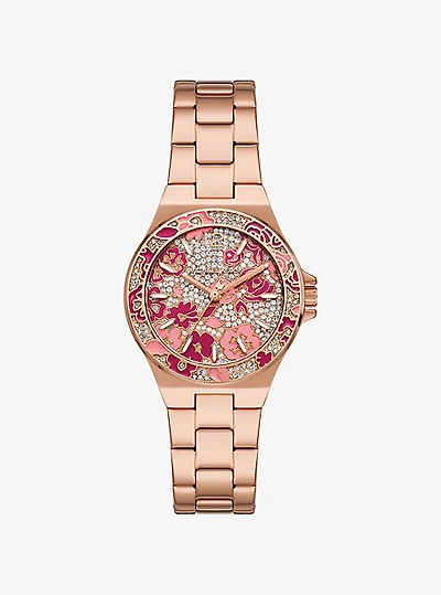 Mini Lennox Pavé Rose Gold-Tone Watch