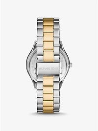 Oversized Aspyn Two-Tone Watch and Leather Card Case Gift Set