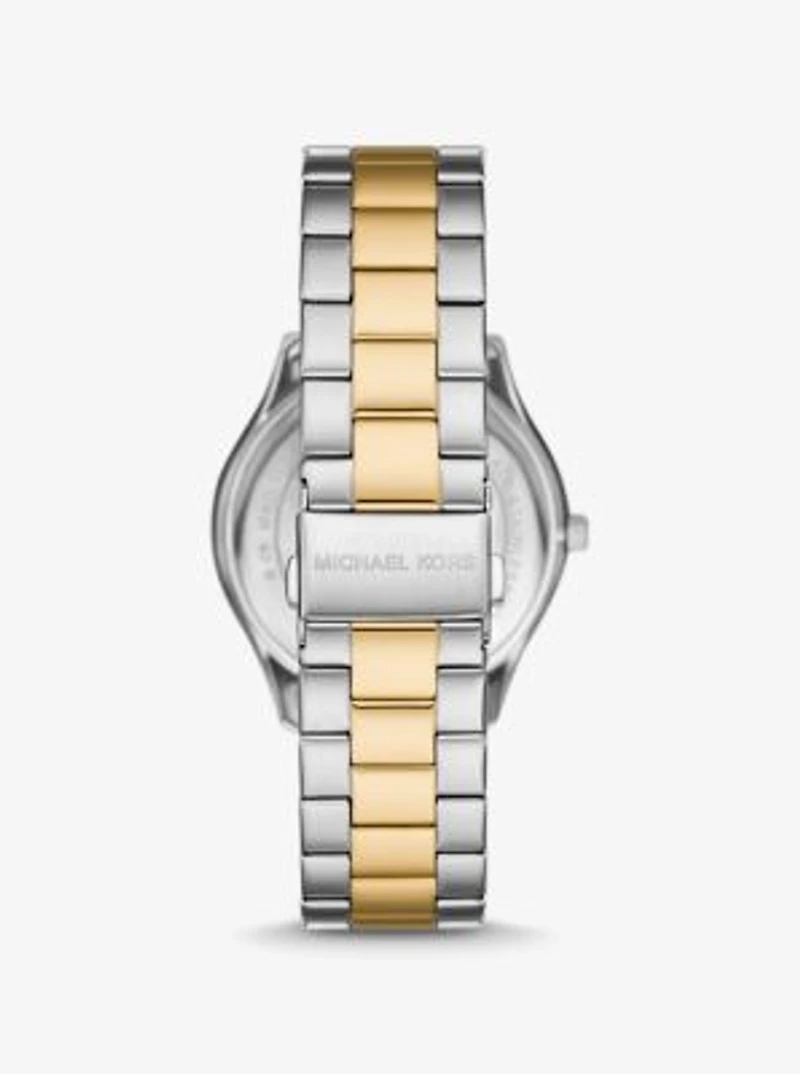 Oversized Aspyn Two-Tone Watch and Leather Card Case Gift Set