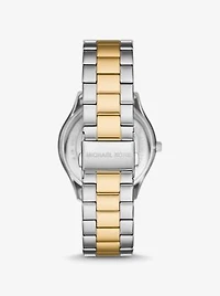 Oversized Aspyn Two-Tone Watch and Leather Card Case Gift Set