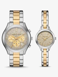 Aspyn His and Hers Pavé Two-Tone Watch Set