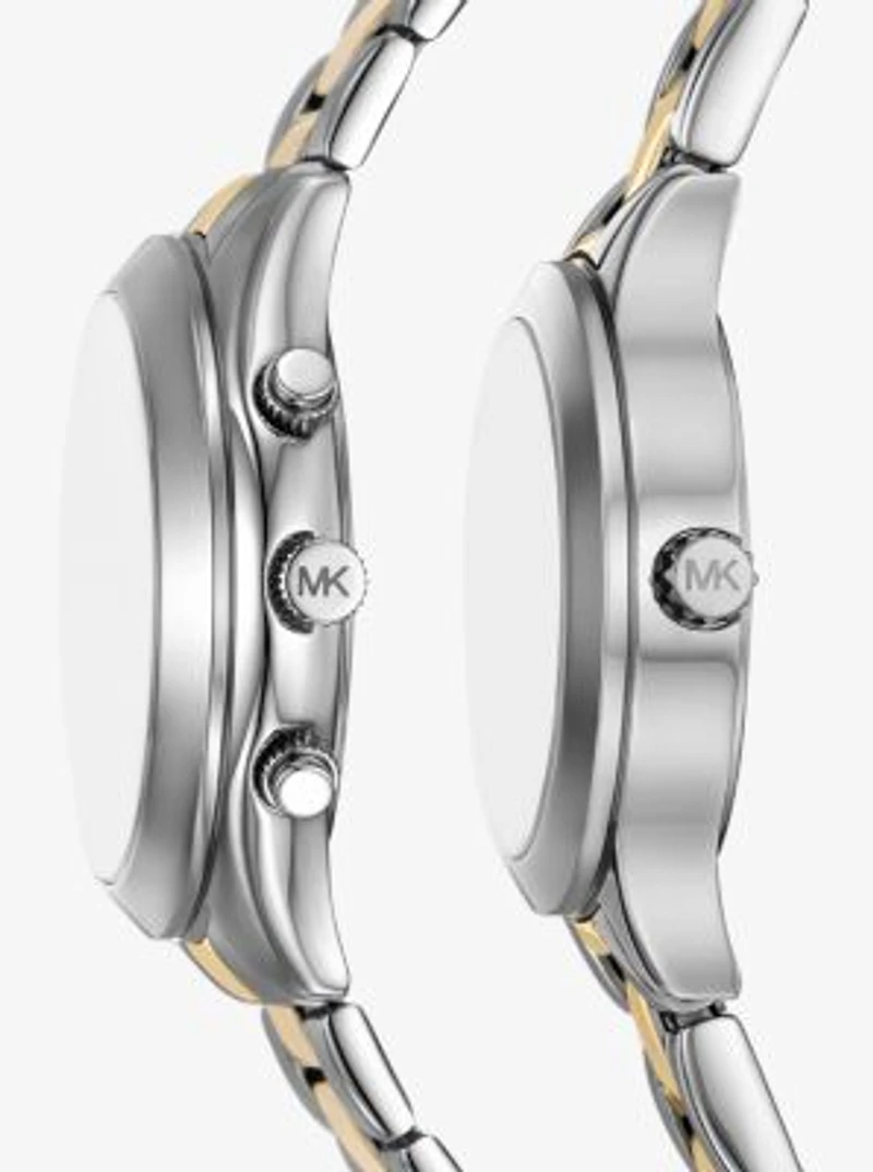 Aspyn His and Hers Pavé Two-Tone Watch Set
