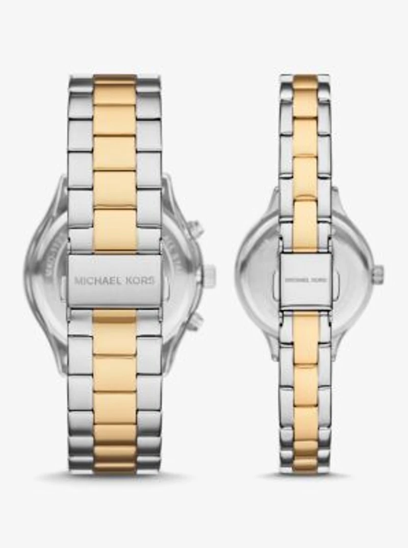 Aspyn His and Hers Pavé Two-Tone Watch Set