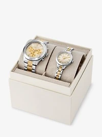 Aspyn His and Hers Pavé Two-Tone Watch Set