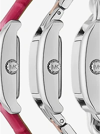 Petite Monroe Two-Tone and Crocodile-Embossed Leather Watch Strap Set