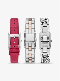 Petite Monroe Two-Tone and Crocodile-Embossed Leather Watch Strap Set