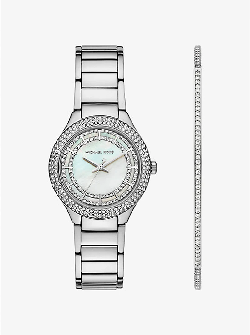 Mini Sylvia Pavé Silver-Tone Watch and Bracelet Gift Set