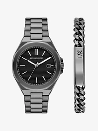 Oversized Callum Gunmetal-Tone Watch and Jewelry Gift Set