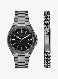Oversized Callum Gunmetal-Tone Watch and Jewelry Gift Set