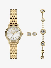 Mini Melissa Pavé Gold-Tone Watch and Jewelry Set
