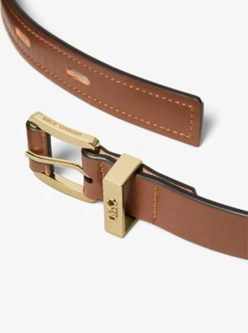 Cutout Leather Blend Belt