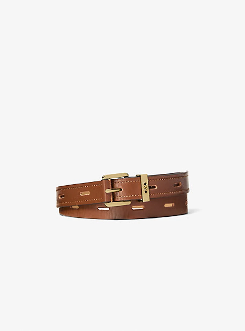 Cutout Leather Blend Belt