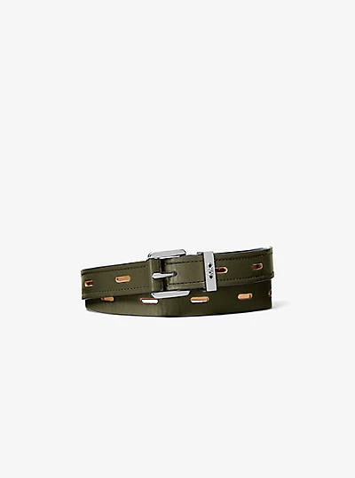 Cutout Leather Blend Belt