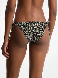 Floral Print Stretch Nylon Bikini Bottom